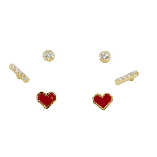 Set Orecchini Argento cuore e zirconi – Dorato - AOR989