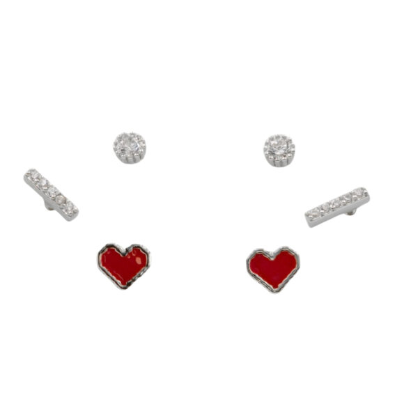 Set Orecchini Argento cuore e zirconi – Rodiato - AOR990
