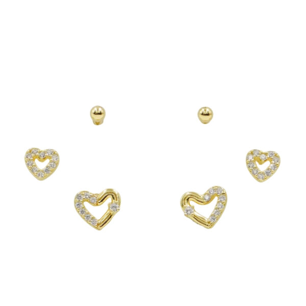 Set Orecchini Argento cuore e zirconi – Dorato - AOR999