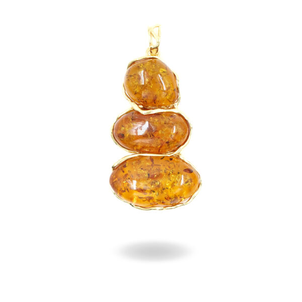 Pendente Argento con elementi ambra - Dorato - ARG743