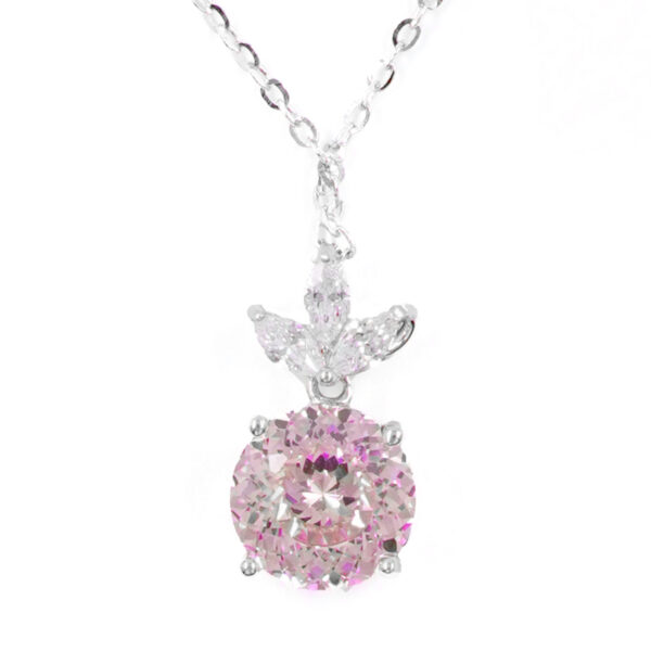 Collana Argento con zircone rosa &ndash; Rodiato - ARG859