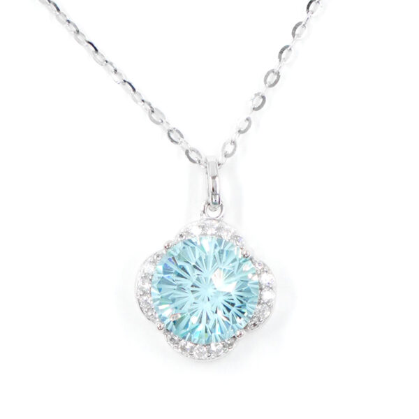 Collana Argento con zircone azzurro &ndash; Rodiato - ARG861