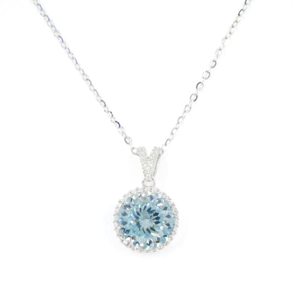 Collana Argento con zircone azzurro &ndash; Rodiato - ARG863