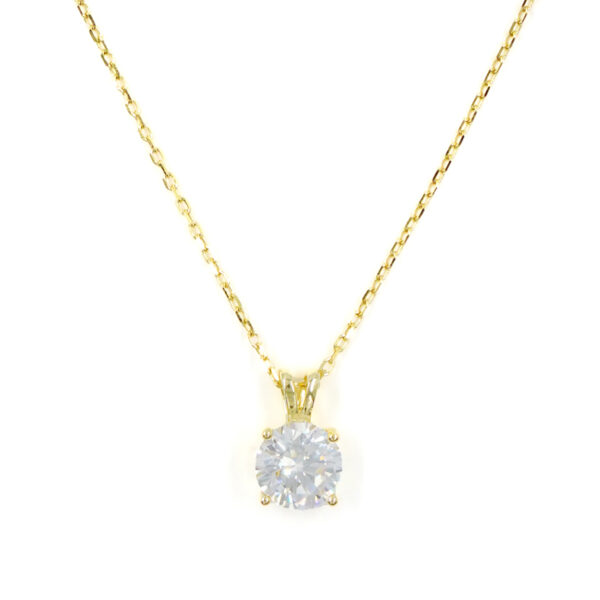 Collana Argento con zircone bianco &ndash; Dorato - ARG866