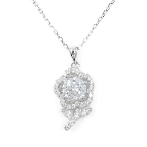 Collana Argento fiore con zirconi &ndash; Rodiato - ARG870