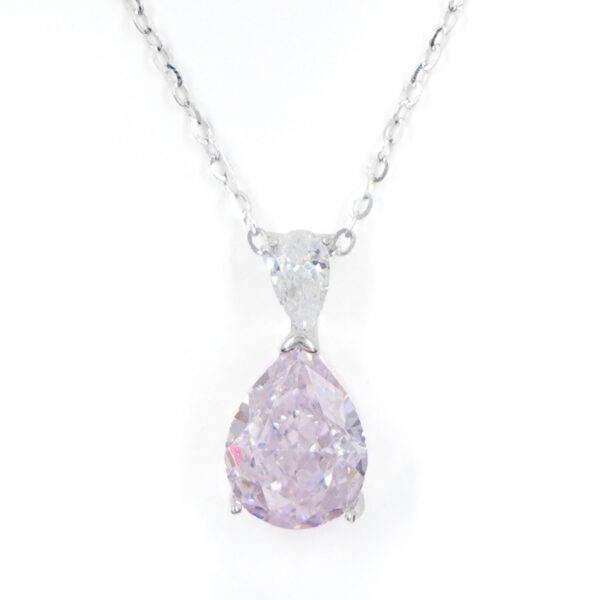 Collana Argento con goccia zircone rosa &ndash; Rodiato - ARG872