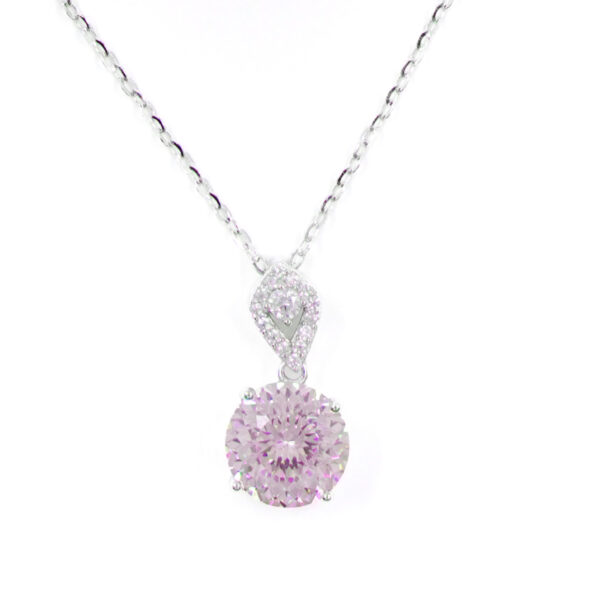 Collana Argento con zircone rosa &ndash; Rodiato - ARG875