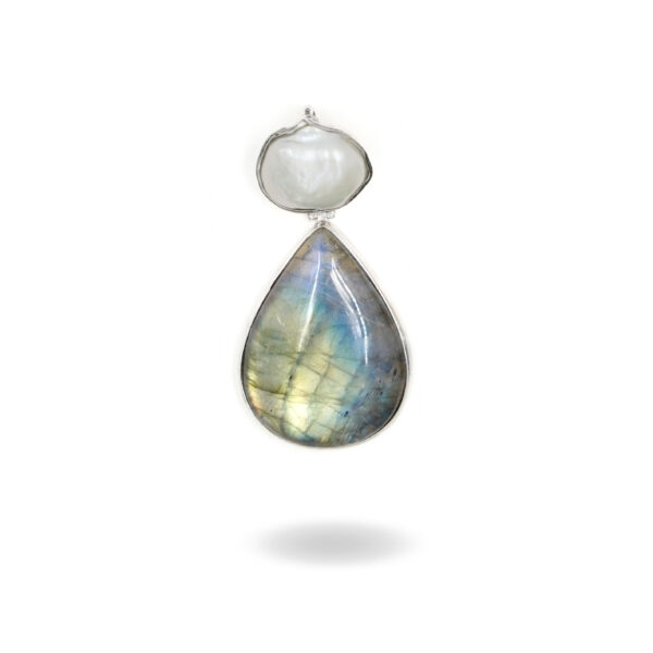 Pendente Argento con perla, labradorite - Rodiato - ARG902