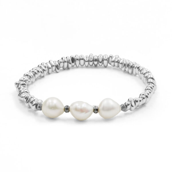 Bracciale Elastico ematite silver e perle - BRA2038
