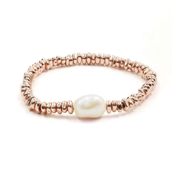 Bracciale Elastico ematite rosè e perla - BRA2040