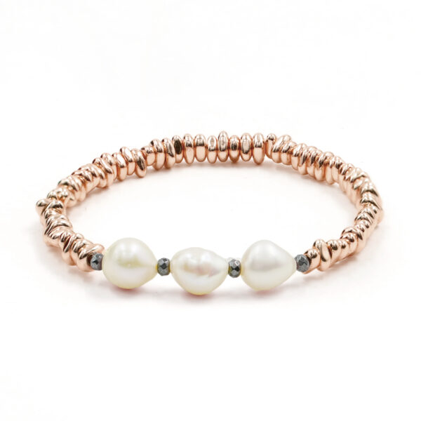 Bracciale Elastico ematite rosè e perle - BRA2041