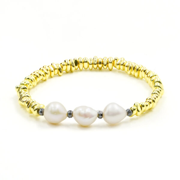 Bracciale Elastico ematite gold e perle - BRA2042
