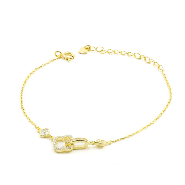 Bracciale Argento quadrifoglio con zirconi &ndash; Dorato - BRA2045