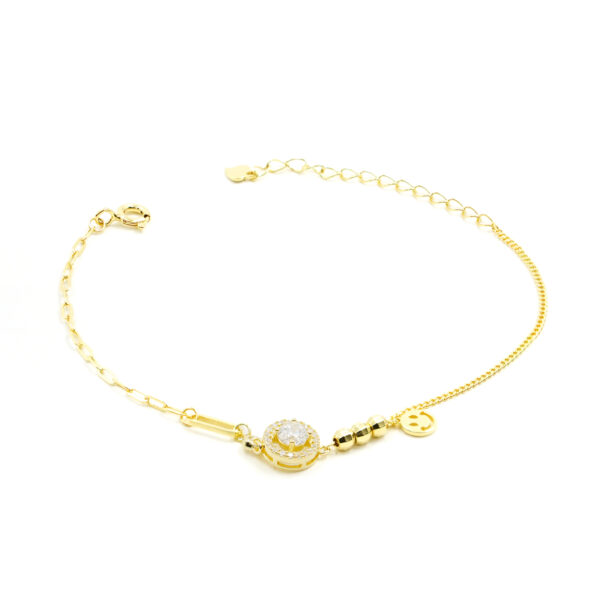 Bracciale Argento con zirconi e smile &ndash; Dorato - BRA2049