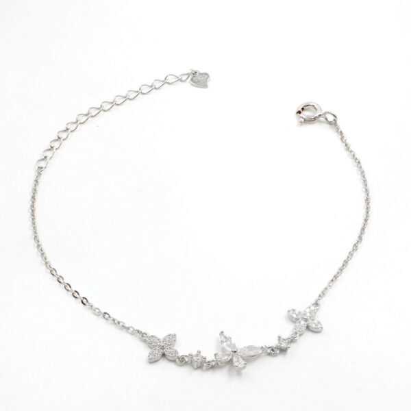 Bracciale Argento con zirconi e fiori &ndash; Rodiato - BRA2050