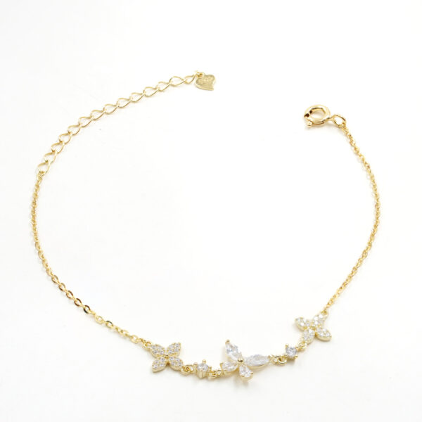 Bracciale Argento con zirconi e fiori &ndash; Dorato - BRA2051