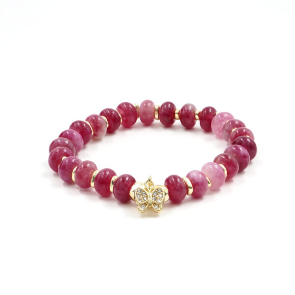 Bracciale Elastico in giada rubino e charms - BRA2396