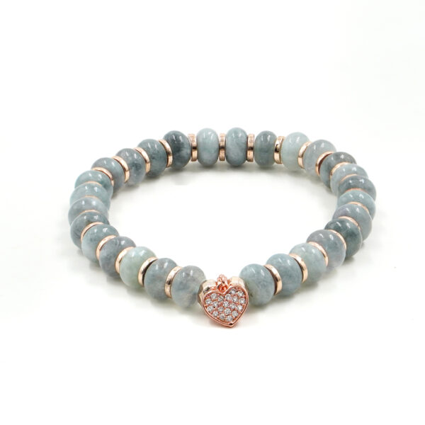 Bracciale Elastico in giada grigia e charms - BRA2397