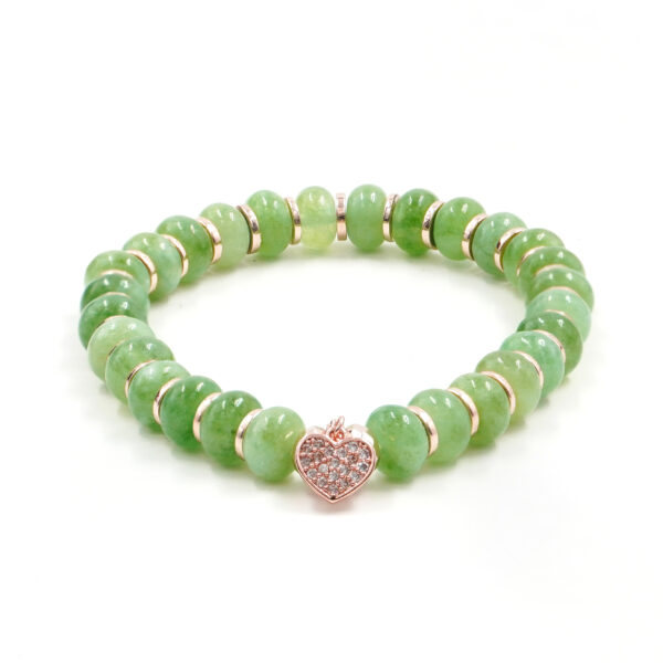 Bracciale Elastico in giada verde e charms - BRA2398
