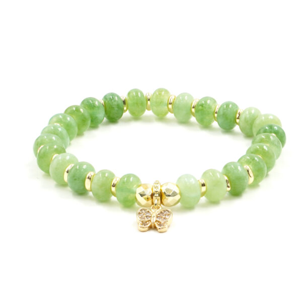 Bracciale Elastico in giada verde e charms - BRA2404