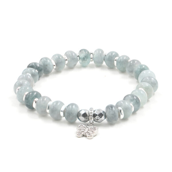 Bracciale Elastico in giada grigia e charms - BRA2405