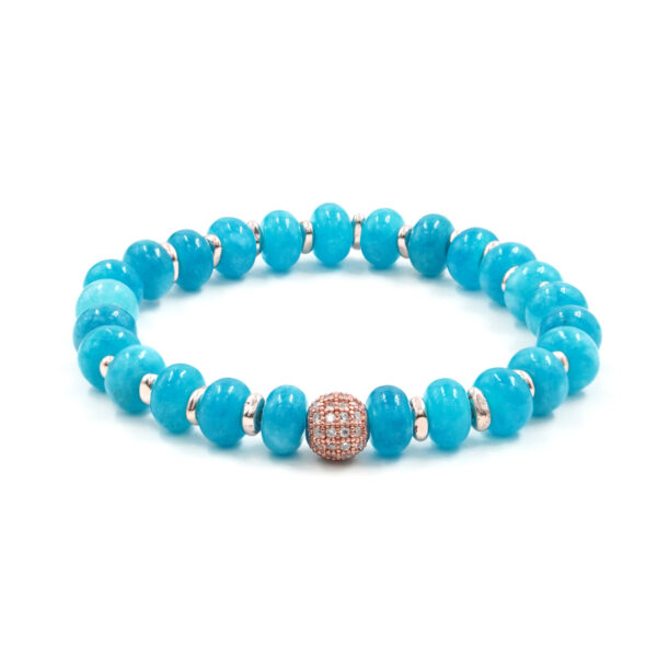 Bracciale Elastico in giada azzurra e sfera - BRA2406