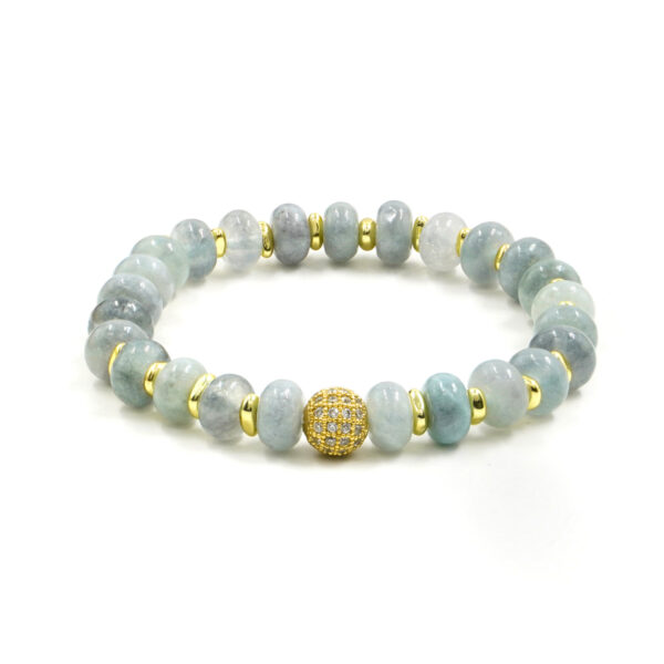 Bracciale Elastico in giada grigia e sfera - BRA2410