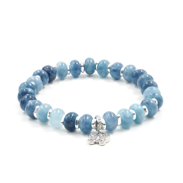 Bracciale Elastico in giada azzurra e charms - BRA2411