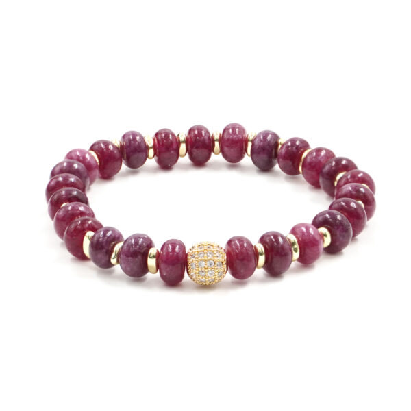 Bracciale Elastico in giada bordeaux e sfera - BRA2412