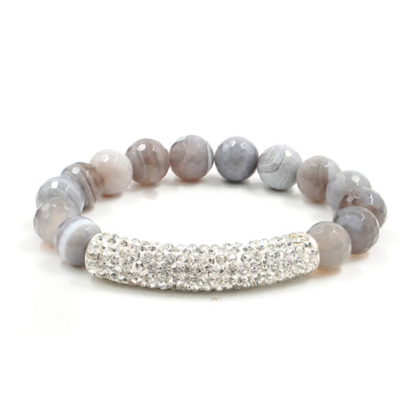 Bracciale Elastico in agata botswana e zirconi - BRA2415