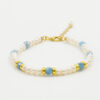 Bracciale in perle e acquamarina, chiusura argento dorata - BRA2417