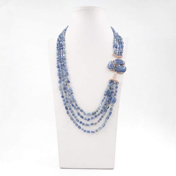 Collana in cianite, chiusura argento rosè - COL1777