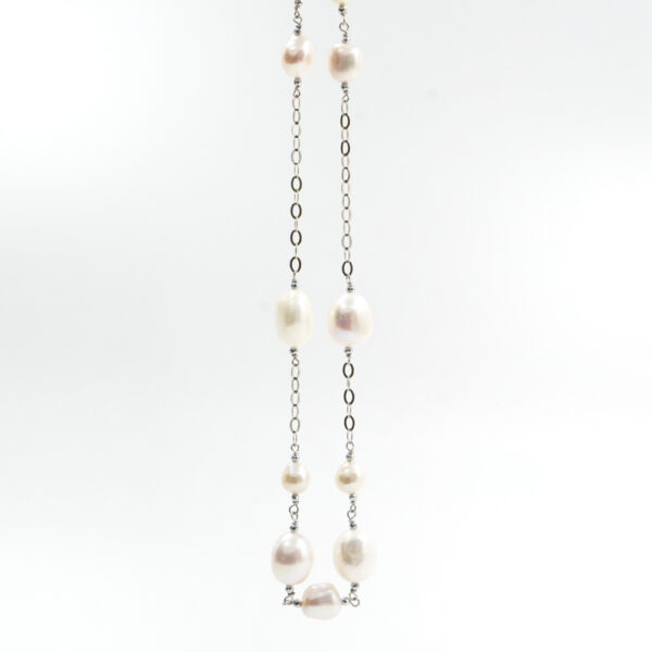 Collana con perle, chiusura argento rodiato - COL1937