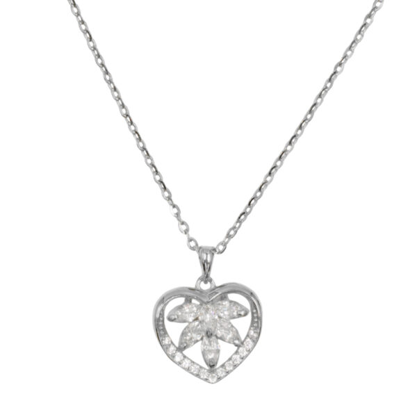 Collana Argento cuore con zirconi - Rodiato - COL2698