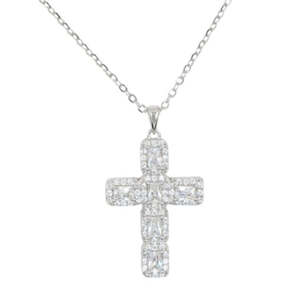 Collana Argento croce con zirconi - Rodiato - COL2704