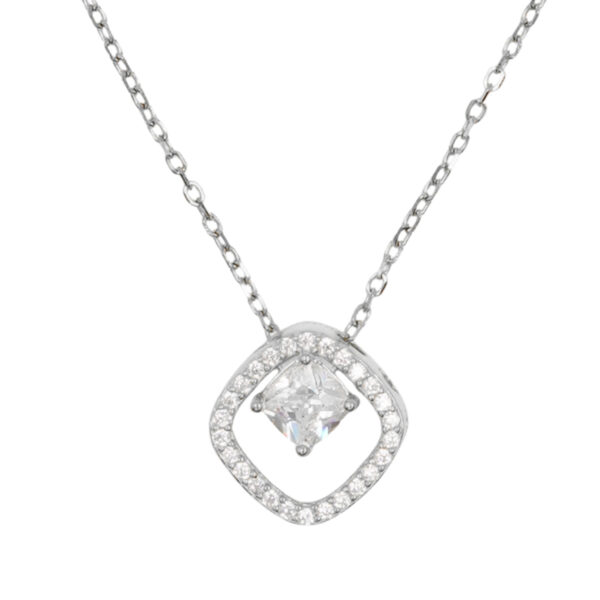 Collana Argento rombo con zirconi - Rodiato - COL2707