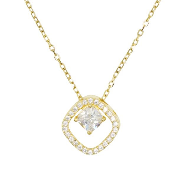 Collana Argento rombo con zirconi &ndash; Dorato - COL2708