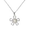 Collana Argento fiore con zirconi e perla - Rodiato - COL2709