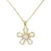 Collana Argento fiore con zirconi e perla - Dorato - COL2710