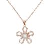 Collana Argento fiore con zirconi e perla - Rosè - COL2711