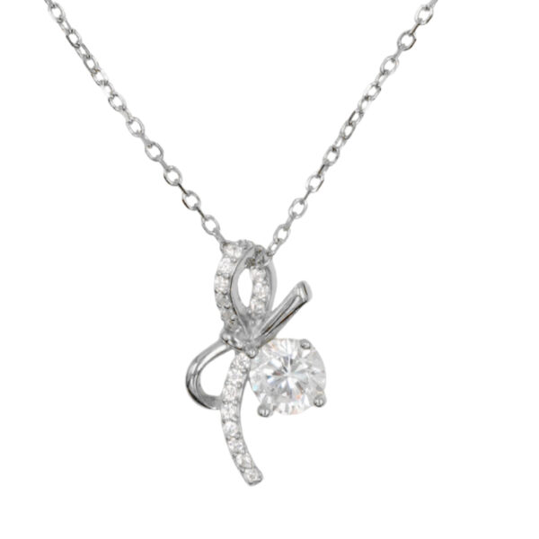 Collana Argento fiocco con zirconi - Rodiato - COL2712