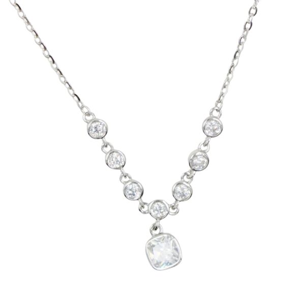 Collana Argento ciondolo con zircone - Rodiato - COL2716