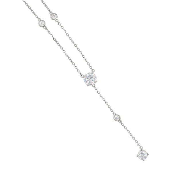 Collana Argento con 2 zirconi &ndash; Rodiato - COL2719