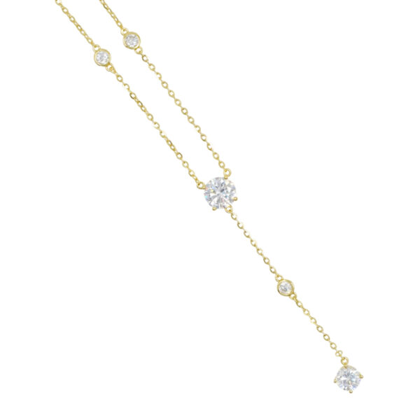 Collana Argento con 2 zirconi &ndash; Dorato - COL2720