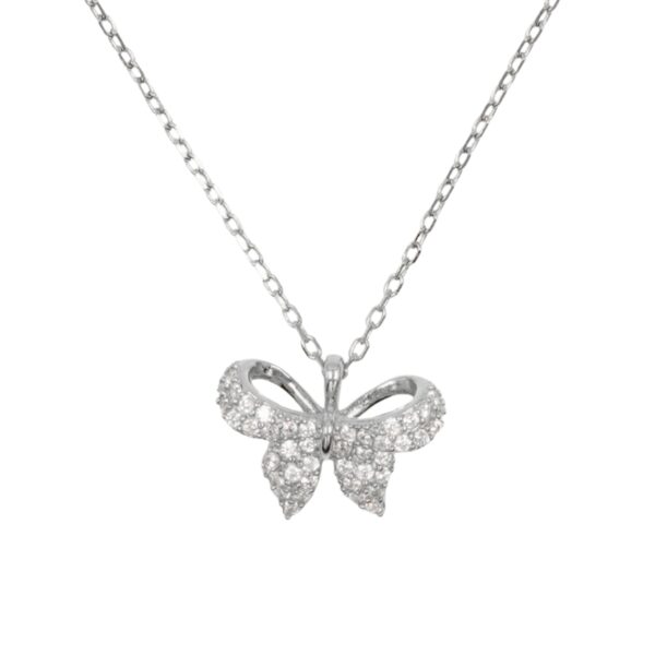 Collana Argento fiocco con zirconi - Rodiato - COL2722