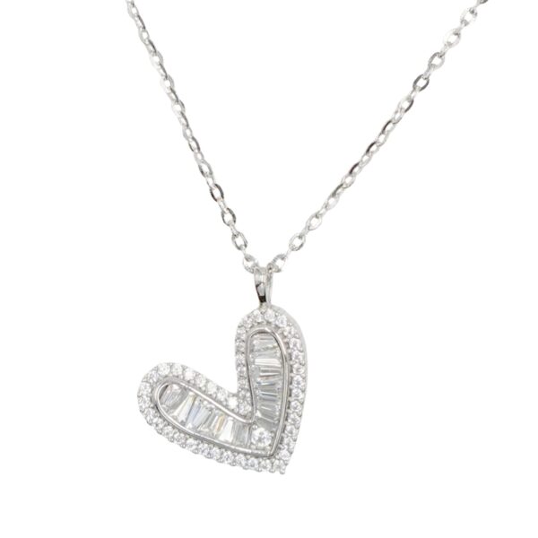 Collana Argento cuore con zirconi - Rodiato - COL2724