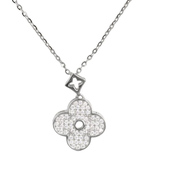 Collana Argento fiore con zirconi - Rodiato - COL2727
