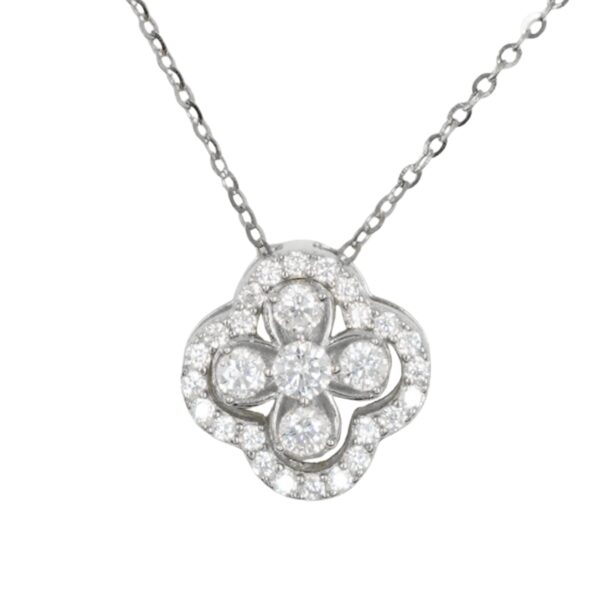 Collana Argento fiore con zirconi - Rodiato - COL2731
