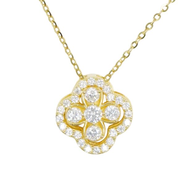 Collana Argento fiore con zirconi - Dorato - COL2732