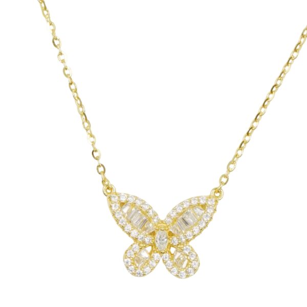 Collana Argento farfalla con zirconi - Rodiato - COL2740